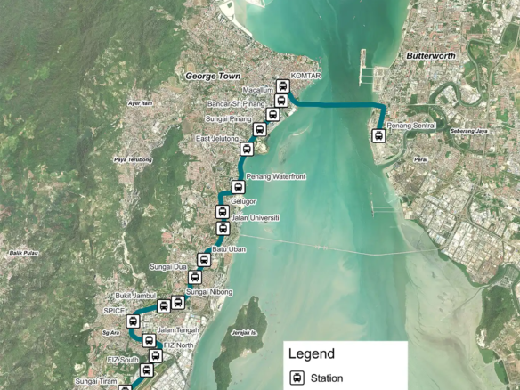 Penang Mutiara LRT Line route map 2026